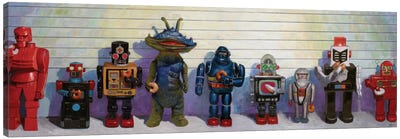 Line-Up Canvas Art Print - Robots
