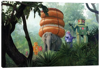 On Tiger Mountain Canvas Art Print - Elephant Art
