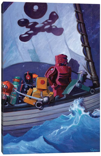 Robo Pirates Canvas Art Print - Pirates