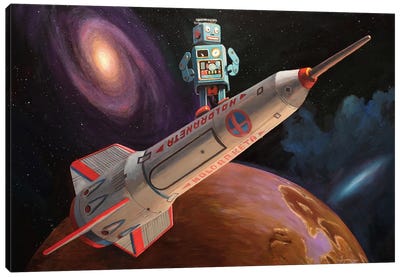 Rocket Surfer Canvas Art Print - Playroom Art