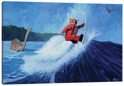 Surfer Joe Canvas Art Print - Humor Art