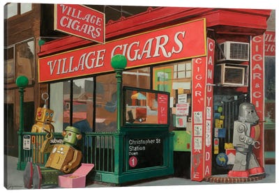 The Connoisseurs 2 Canvas Art Print - Village & Town Art