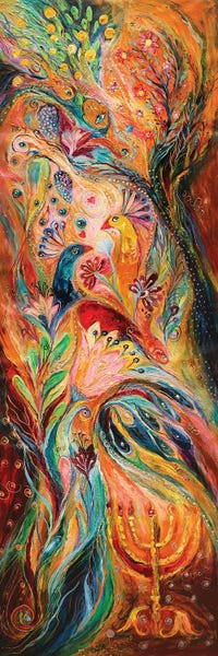 Peacocks: The Light Of Menorah by Elena Kotliarker