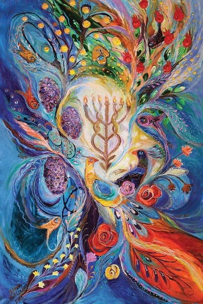 Peacocks: Under The Light Of Menorah II by Elena Kotliarker