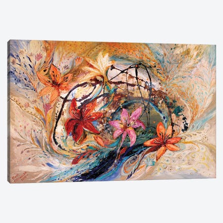 The Splash Of Life XVII. Hummingbird And Exotic Flowers Canvas Print #EKL136} by Elena Kotliarker Canvas Artwork