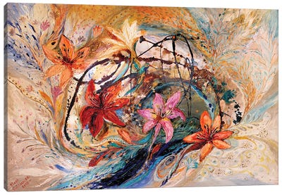 The Splash Of Life XVII. Hummingbird And Exotic Flowers Canvas Art Print - Elena Kotliarker