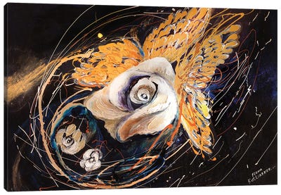 The Angel Wings III The White And Gold Canvas Art Print - Elena Kotliarker