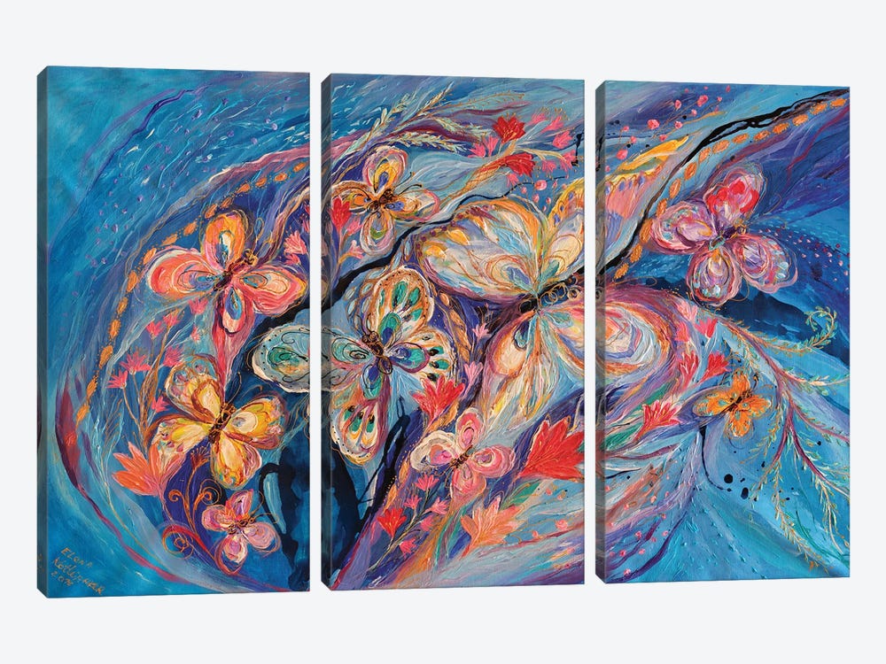 The Butterflies On Blue by Elena Kotliarker 3-piece Canvas Art