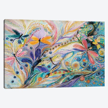 The Flowers And Dragonflies Canvas Print #EKL161} by Elena Kotliarker Canvas Art