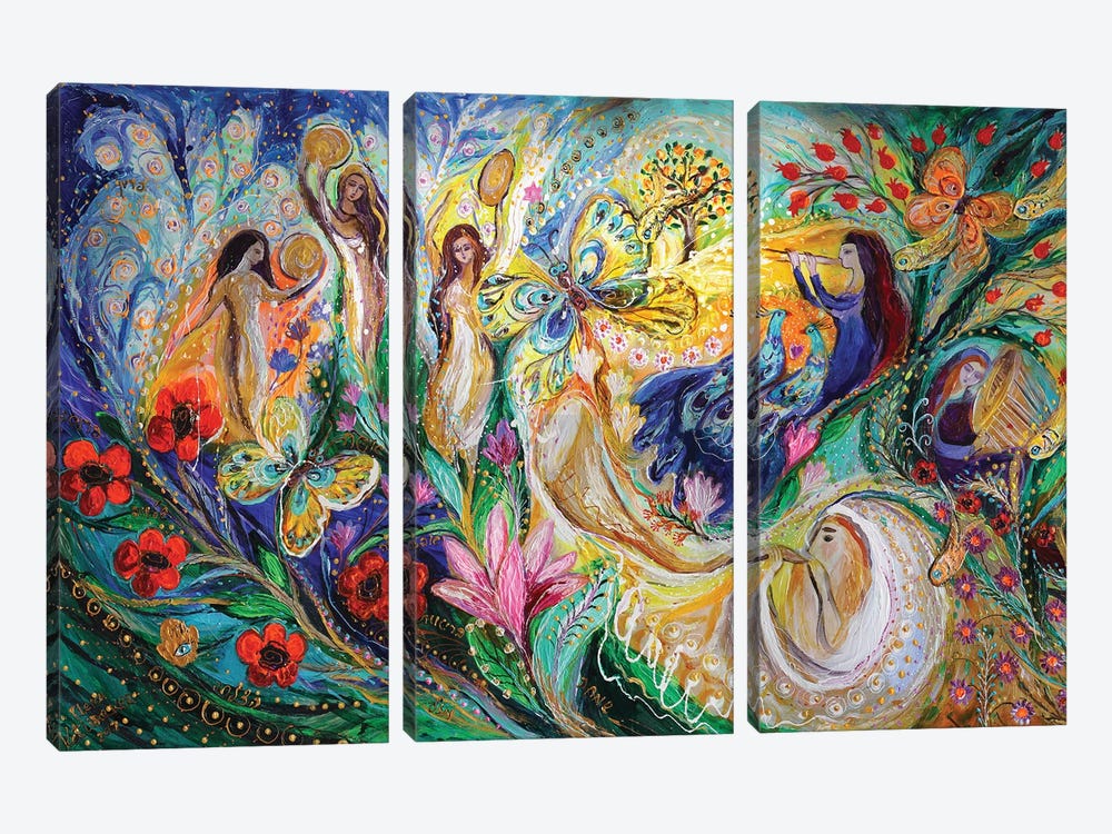 Praise Him With The Timbrel And Dance by Elena Kotliarker 3-piece Canvas Wall Art