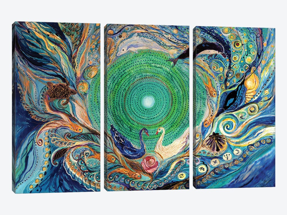 Mandala Series II. Element Water by Elena Kotliarker 3-piece Canvas Art Print
