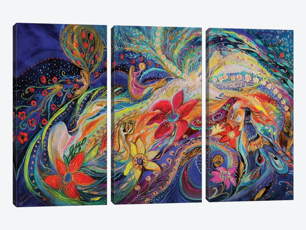 Praise Him With The Timbrel And Dance II by Elena Kotliarker 3-piece Canvas Wall Art