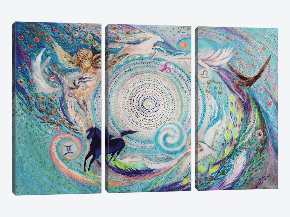 Mandala Series III. Element Air by Elena Kotliarker 3-piece Canvas Print