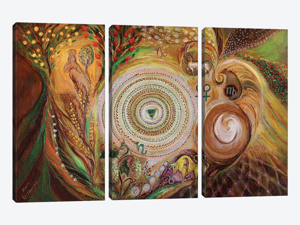 Mandala Series IV. Element Earth by Elena Kotliarker 3-piece Canvas Art