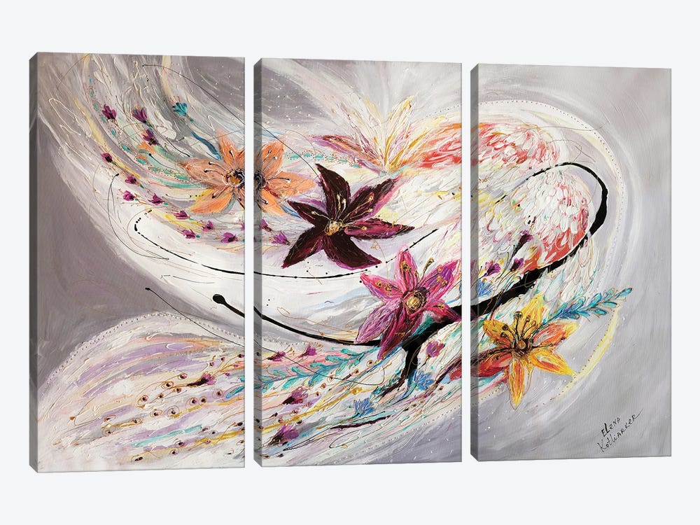 Splash Of Life XXXII. The Dance Of Flowers by Elena Kotliarker 3-piece Canvas Wall Art