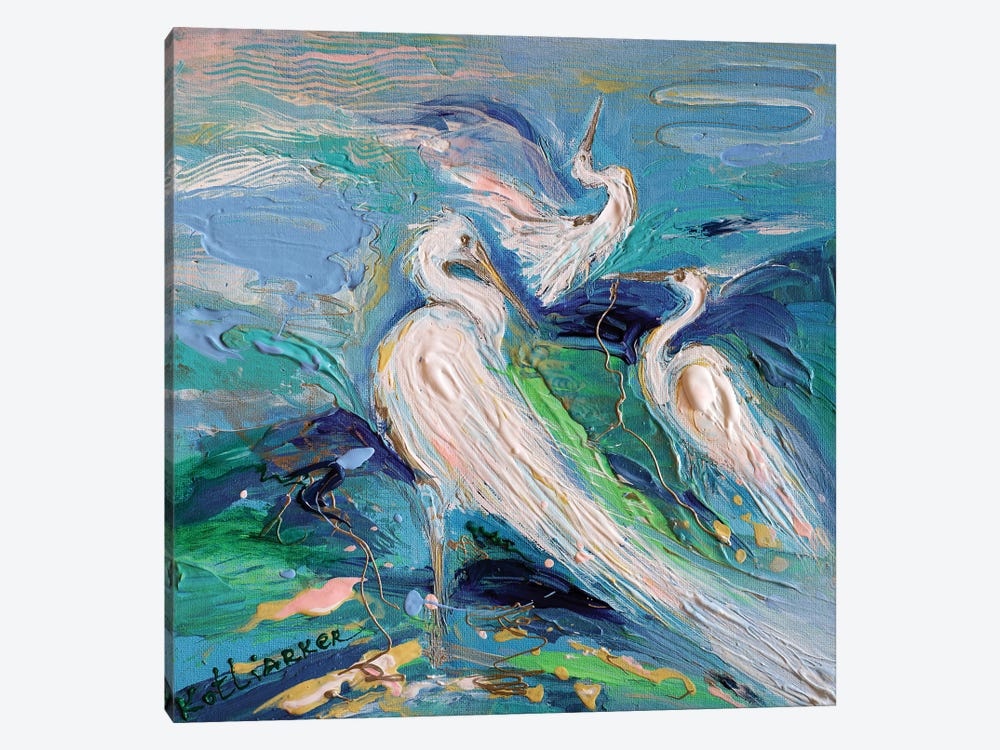Splash Of Life XXXV The Dance Of Herons by Elena Kotliarker 1-piece Canvas Wall Art