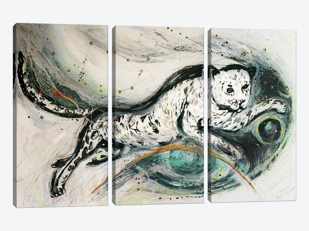 Totem Series IV. White Jaguar by Elena Kotliarker 3-piece Canvas Art