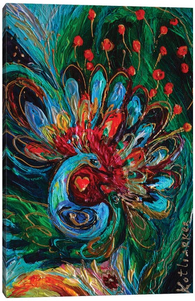 Totem Series I. The Peacock Canvas Art Print - Elena Kotliarker