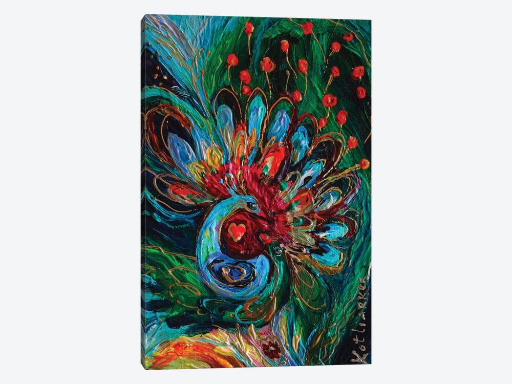Totem Series I. The Peacock by Elena Kotliarker 1-piece Canvas Print