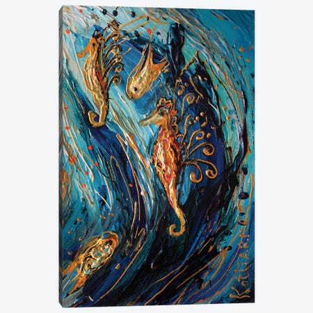 Totem Series II. The Sea Horses Canvas Print #EKL278} by Elena Kotliarker Canvas Artwork