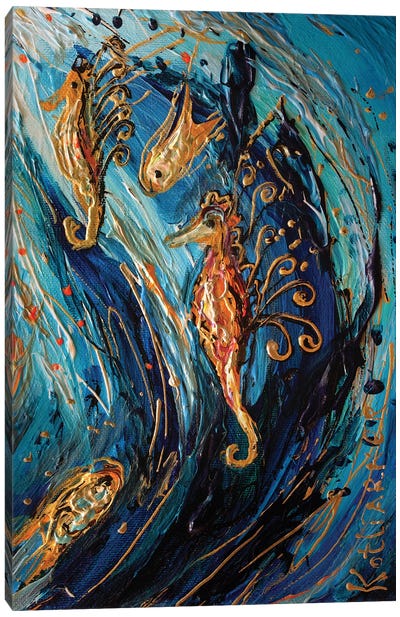 Totem Series II. The Sea Horses Canvas Art Print - Elena Kotliarker