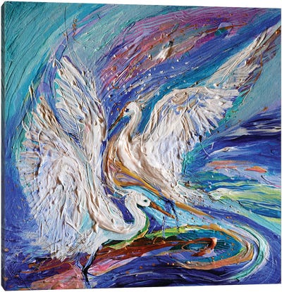 The Lovers Dance Canvas Art Print - Swan Art