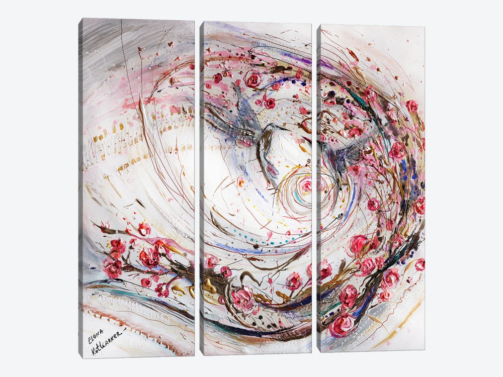 Splash Of Life 39. Dance Of Hummingbirds by Elena Kotliarker 3-piece Canvas Wall Art