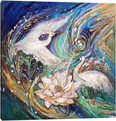The Splash Of Life 41. Dance Of Herons III Canvas Art Print - Art by Middle Eastern Artists