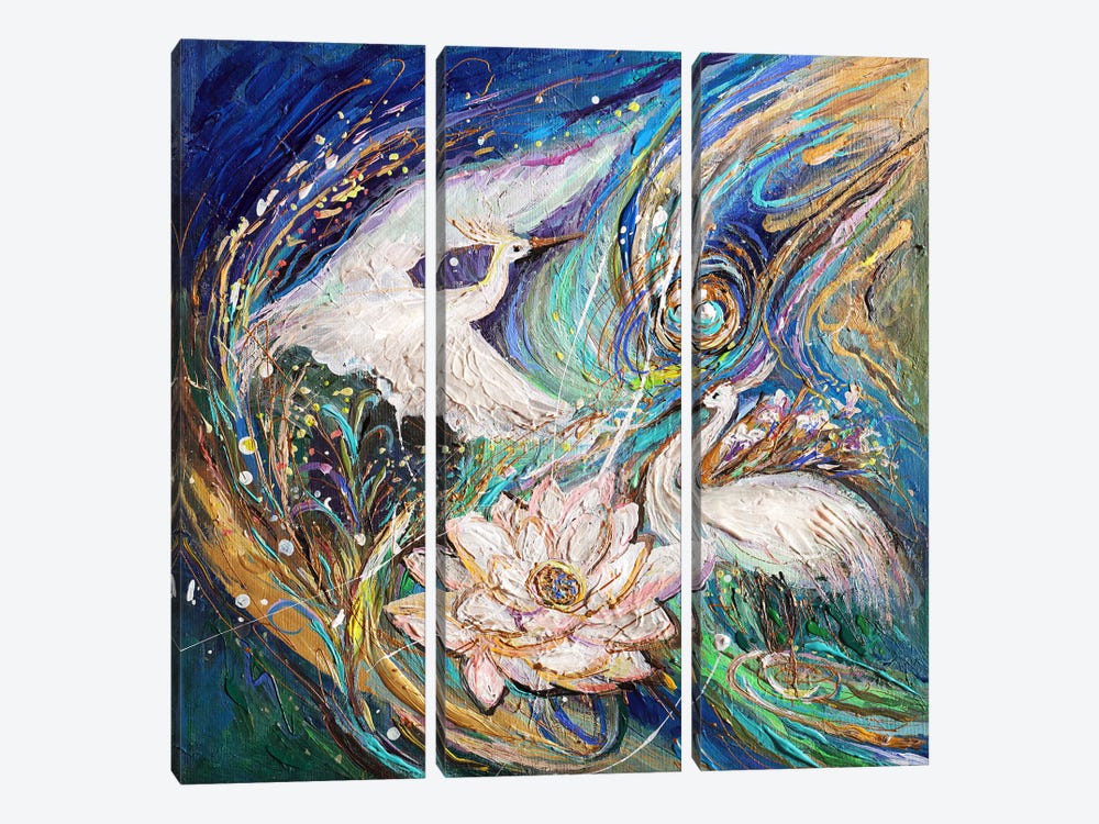 The Splash Of Life 41. Dance Of Herons III by Elena Kotliarker 3-piece Canvas Artwork