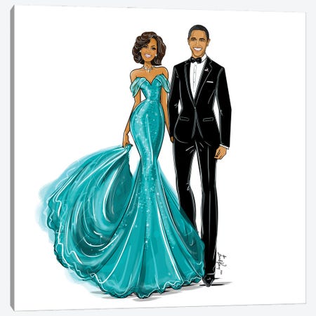 Michelle & Barack Obama Canvas Print #EKN22} by Emma Kenny Canvas Art