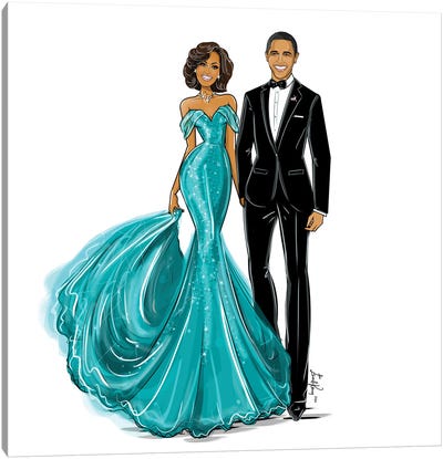 Michelle & Barack Obama Canvas Art Print - Michelle Obama