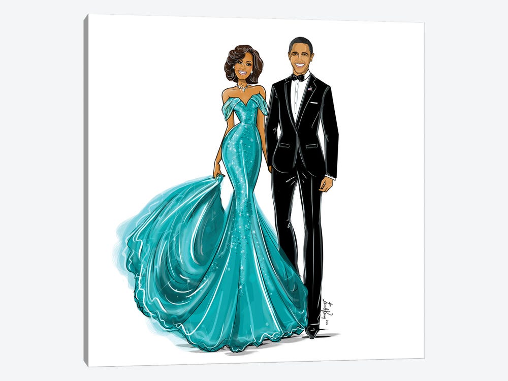 Michelle & Barack Obama by Emma Kenny 1-piece Canvas Wall Art
