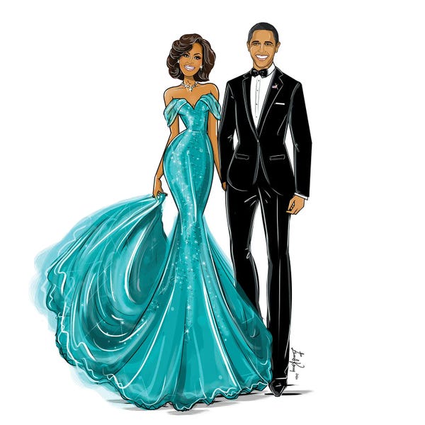 Fashion Illustrations: Michelle & Barack Obama by Emma Kenny