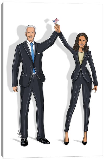 Joe Biden & Kamala Harris Canvas Art Print - Emma Kenny