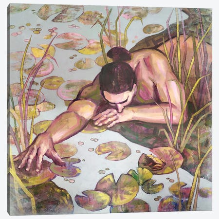Naked Man On A Waterlily Pond Canvas Print #EKP101} by Ekaterina Prisich Art Print