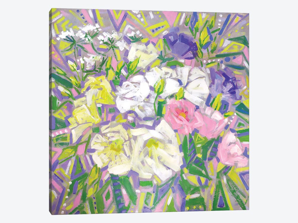 Purple Green Floral Abstraction by Ekaterina Prisich 1-piece Canvas Art