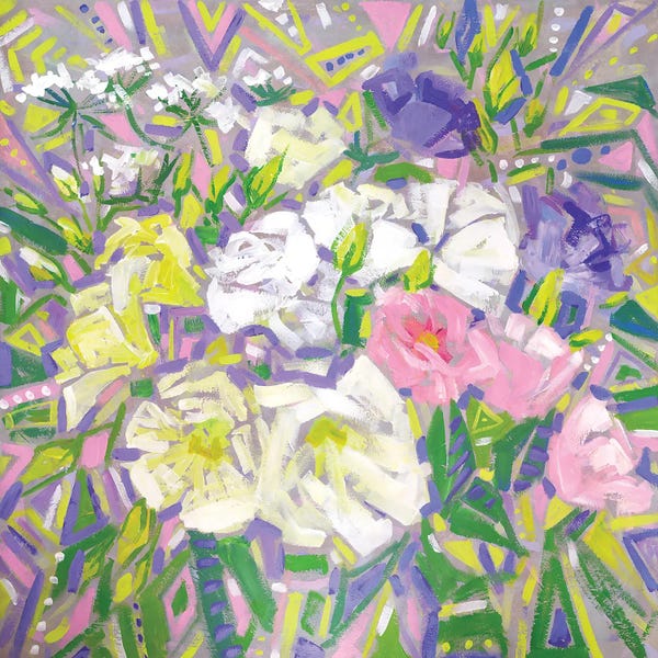 Ekaterina Prisich: Purple Green Floral Abstraction by Ekaterina Prisich