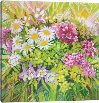 Summer Flowers Colledoscope Canvas Art Print - Daisy Art