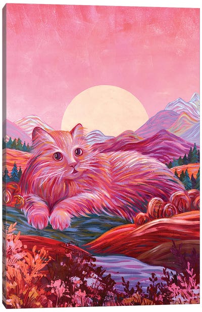 Cat Among The Hills Canvas Art Print - Moon Art