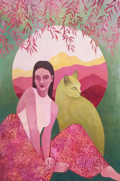Ekaterina Prisich: Girl And Cat by Ekaterina Prisich