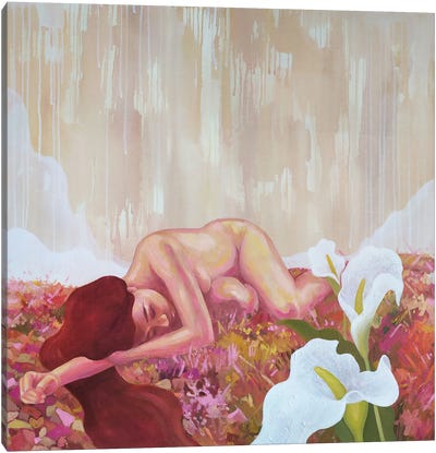 Naked Girl And Calla Lilies Canvas Art Print