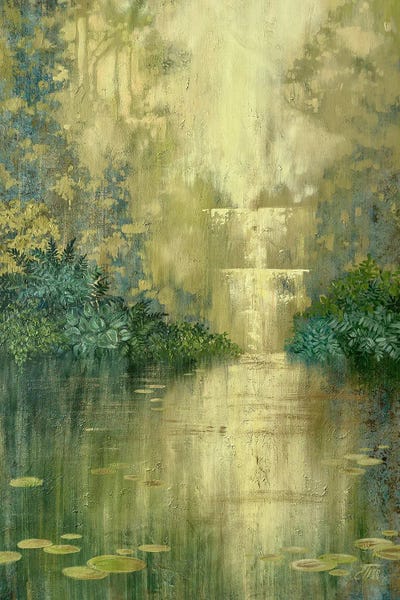 Ekaterina Prisich: Green Pond By The Waterfall by Ekaterina Prisich