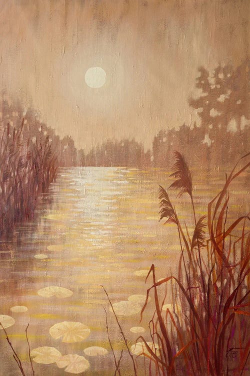 Pond With Reeds At Sunset by Ekaterina Prisich wall art