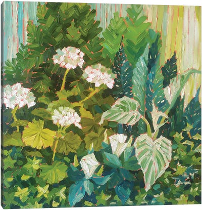 Green Composition Canvas Art Print - Textured Florals
