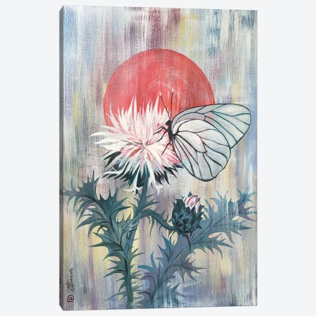 Butterfly On Thistle Canvas Print #EKP17} by Ekaterina Prisich Canvas Wall Art