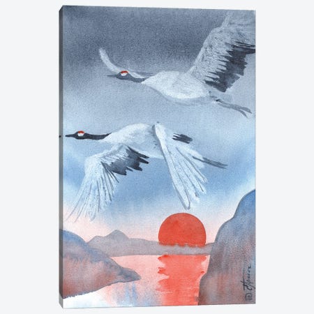 Japanese Cranes Canvas Print #EKP27} by Ekaterina Prisich Canvas Print