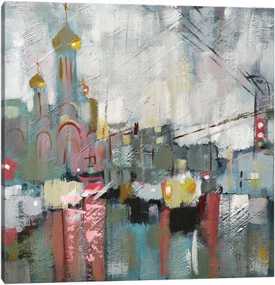 Rainy City Canvas Art Print - Ekaterina Prisich