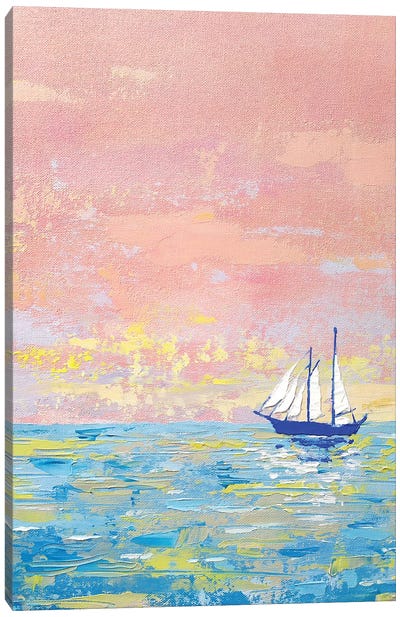 Pink-Blue Seascape Canvas Art Print - Ekaterina Prisich
