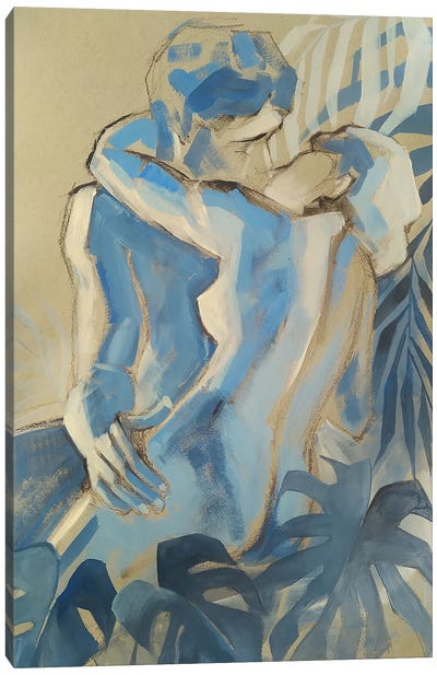 Kissing Couple Canvas Art Print - Subdued Nudes