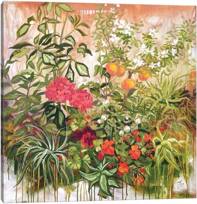 Tropical Garden Canvas Art Print - Orange Art